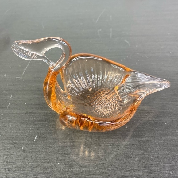 Vintage Art Glass Nesting Swans Made in Italy Salmon Amber Bowl Trinket Dishes - Picture 7 of 16